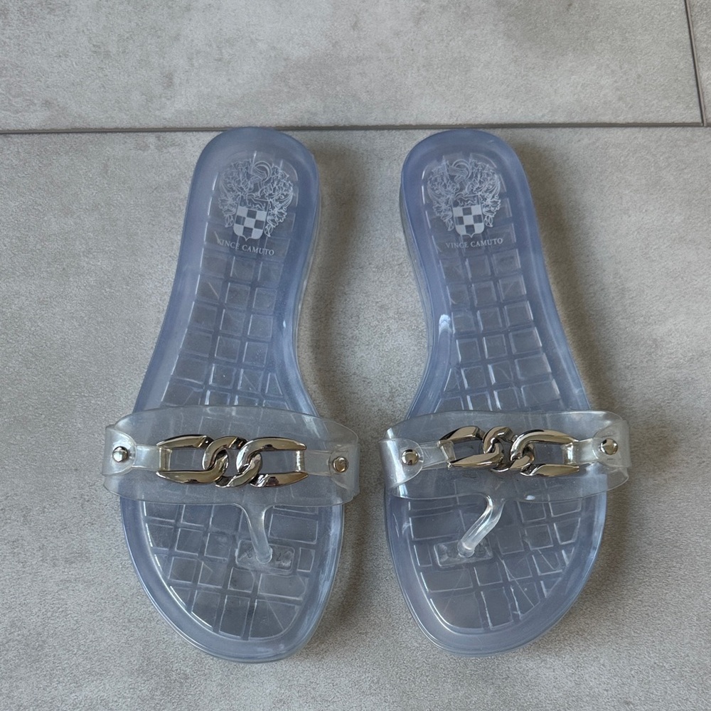 Vince Camuto Silver Chain Clear Sandals